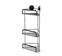 Croydex Stick 'n' Lock - Cesta esquinera de 3 Niveles, Color Negro Mate