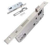 Crradura tubular, Inox,Cerradura Embutir Distancia Entre Ejes 85 mm, Reversible, Cilindro perfil, Alta Seguridad, Incluidos placa cierre,Tornillos,universal DIN izquierda/derecha (Entrada:35mm)