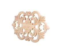Cryfokt Apliques de Madera Tallada, 1 Pieza, Revestimiento Decorativo para Muebles, Decoración de Puertas de Armarios, Madera de Caucho Natural (22 * 14CM)