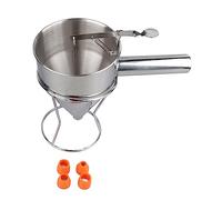 Cryfokt Dispensador de Masa para Panqueques de Acero Inoxidable, 1200 Ml, Capacidad para 5 Tazas con Soporte, 4 Puntas de Silicona Intercambiables para Pasteles de Embudo, Magdalenas, Productos