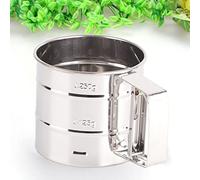 Cryfokt Tamiz de Harina de Acero Inoxidable con Escala de 1,5 L, Taza Tamiz de Manivela para Harina, Glaseado, Azúcar, Cacao en Polvo, Mecánico para Hornear para Tamizar sin Grumos (Como se muestra)