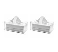 Cryofu 2 cajas de pañuelos de acrílico transparente con tapa, caja dispensadora de pañuelos cosméticos para la encimera, paño de secado transparente de plástico A