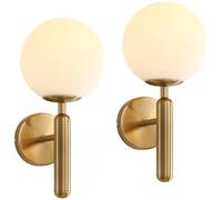 CSBH Juego de 2 lámparas de Pared con Control Remoto LED Funciona con Pilas para Interiores inalámbricas de Metal para Pared Moderno Globo Dorado para decoración de Pared de Dormitorio baño Loft