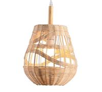 CSSYKV Lámpara de araña rústica de ratán con cesta de mimbre, estilo bohemio, tejida a mano.