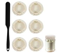 CSVZKIAY Tapas de fermentación de algodón para tarros, Set de 6 Cubiertas elásticas Reutilizables con espátula de Silicona, Fundas Transpirables para Masa Madre, Kombucha, kéfir y fermentación casera