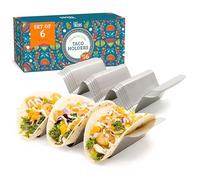 CT Soporte para Tacos Mexicanos, Base Acanalada, Acero Inoxidable, Set de 6 | Resistente al Óxido, Apto para Horno, Plancha y Lavavajillas, Versátil para Cocinar y Servir. Ideal Para Durar Muchos Años.
