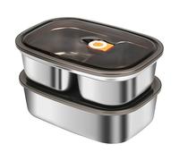 CTDMJ Fiambrera de acero inoxidable con compartimentos, 2 unidades de 1,2 L y 1,7 L, de metal, portátil, a prueba de fugas, para niños y adultos