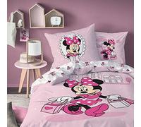 CTI Disney Home Minnie Shopping - Juego de Funda nórdica (100% algodón, 140 x 200 cm + 63 x 63 cm), Color Rosa