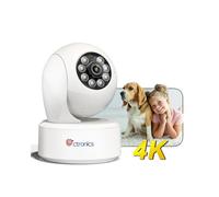 Ctronics 4K 8MP Cámara Interiores, WiFi 5GHz, Seguimiento automático, detección de Personas/Mascotas AI, PTZ 360° por PC, 24/7, Almacenamiento en la Nube y Tarjeta TF de 256GB, FTP/NVR