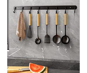 CTVR Estante for Utensilios de Cocina de Acero Inoxidable, Estante for Colgar ollas y sartenes, Colgador for Utensilios de Cocina con Gancho, montado en la Pared, Adecuado for Cuchara de espátula