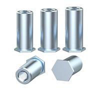 Ctyjia 20 Piezas Tuercas Remachables, M3x10mm Tuercas Roscadas de Cabeza Plana Hexagonal de Acero al Carbono para Metal, Acero