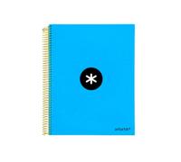 Cuaderno espiral liderpapel a4 micro antartik tapa forrada120h 100 gr cuadro 5mm 5 banda4 taladros color azul - KD21