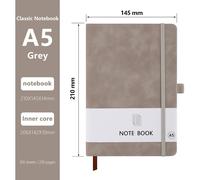 Cuaderno A5 de Pelo Óptica para Oficina, Escuela, Hogar, Negocios, 200 paginas (100 Hojas), color gris Claro
