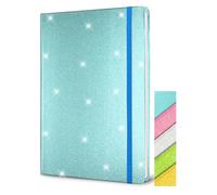 Cuaderno A5 de Purpurina Azul, 21x14.5cm 80 Hojas Rayadas Purpurina Nunca se Desprende Libreta A5 de Tapa Dura con Purpurina Brillante Cuaderno de Notas para Mujer y Adolescentes Regalo Niñas