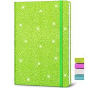 Cuaderno A5 de Purpurina Verde, 21x14.5cm 80 Hojas Rayadas Purpurina Nunca se Desprende Libreta A5 de Tapa Dura con Purpurina Brillante Cuaderno de Notas para Mujer y Adolescentes Regalo Niñas