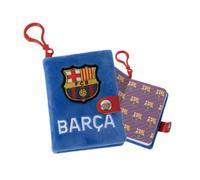 Cuaderno Colgante FC Barcelona Unisex Talla Única - Libreta Pequeña con Funda Textil Azul, Cierre a Presión y Mosquetón, Hojas Rayadas, Licencia Oficial para Colegio y Regalo