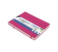 Cuaderno de bocetos Kangaro A5 landscape Hot Pink PU tapa dura 80 hojas 140 gramos papel crema con banda elástica y banda