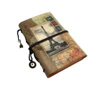 Cuaderno de Cuero PU Retro con Espiral, Diario Recargable para Dibujo | Estilo Vintage Europeo, Papel Artesanal y Bolsillo con Cremallera, 6 Ranuras para Contactos y Compañeros