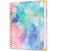 Cuaderno de espiral forrado para mujer, 150 páginas, bonitos cuadernos de 5.75 x 8.4 pulgadas, diarios en espiral de tapa dura A5 con papel grueso de 100 g/m², cuaderno rayado universitario para