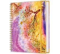 Cuaderno de espiral rayado para mujer, 200 páginas, bonitos cuadernos de 8.5 x 11 pulgadas, tamaño A4 de tapa dura grande con papel grueso de 100 g/m², cuaderno rayado universitario para escribir