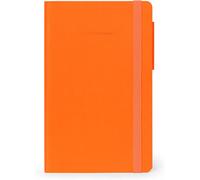 Cuaderno de rayas LEGAMI - Alta calidad - color neón NARANJA - 13 x 21 cm - 192 páginas numeradas - papel marfil 90g/m2 - Marcapáginas - Lengüetas