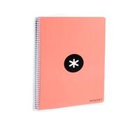 Cuaderno espiral a4 antartik tapa dura 80h 90gr cuadro 4mm con margen color coral.