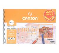 Cuaderno Espiral Dibujo CANSON Basik Liso, Din-A4+ 130 gr. 20 Hojas + 20% Gratis