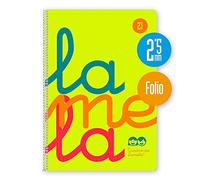 Lamela Cuaderno espiral Fluor Folio 80 hojas 90 gr. Cuadrovía 2,5 mm Tapa plástico Amarillo