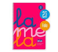 Cuaderno Espiral LAMELA Fluor, Folio 80H Cuadrovía 2,5 mm. Tapa Plástico Rosa