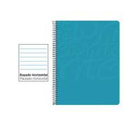 Cuaderno Espiral Folio Rayado Horizontal 60g (Tapa Blanda) - Turquesa