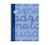 Cuaderno Espiral LAMELA 4º 80H Cuadrovía 5 mm. Tapa Extradura Azul