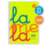 Cuaderno Espiral LAMELA Fluor, 4º 80 Hojas Cuadro 2,5 mm. Tapa Plástico (Amarillo)