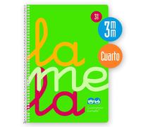 Cuaderno Espiral LAMELA Fluor, 4º 80H Cuadrovía 3 mm. Tapa Plástico Verde