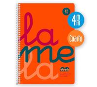 Cuaderno Espiral LAMELA Fluor, 4º 80H Cuadrovía 4 mm. Tapa Plástico Naranja