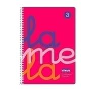 Cuaderno Espiral LAMELA Fluor, 4Âº 80 Hojas Cuadro 2,5 mm. Tapa PlÃ¡stico (Rosa)