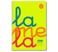 Cuaderno Espiral LAMELA Fluor, Folio 80H Cuadrovía 3 mm. Tapa Plástico Amarillo