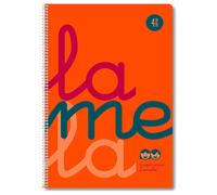 Cuaderno Espiral LAMELA Fluor, Folio 80H Cuadrovía 4 mm. Tapa Plástico Naranja