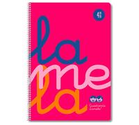 Cuaderno Espiral LAMELA Fluor, Folio 80H Cuadrovía 4 mm. Tapa Plástico Rosa