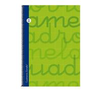 Cuaderno Espiral LAMELA Folio 80H Cuadrovía 2,5 mm. Tapa Extradura Verde