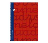 Cuaderno Espiral LAMELA Folio 80H Cuadrovía 3 mm. Tapa Extradura Rojo