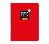 Cuaderno Espiral LAMELA Pro, Folio 100H Cuadrovía 4 mm. Tapa Extradura Rojo