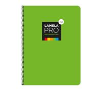 Cuaderno Espiral LAMELA Pro, Folio 100H Cuadrovía 4 mm. Tapa Extradura Verde
