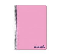 Cuaderno espiral liderpapel a4 micro wonder tapa plastico 120h 90 gr cuadro 5 mm 5 bandas 4 taladros color rosa - BA16