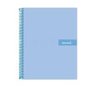 Cuaderno espiral liderpapel a5 micro crafty tapa forrada 120h 90 gr cuadro 5mm 5 bandas6 taladros color celeste - BJ58