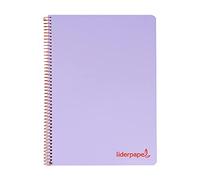 Cuaderno espiral liderpapel a5 micro wonder tapa plastico 120h 90g cuadro 5mm 5 bandas 6 taladros color violeta - BJ18
