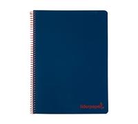 Cuaderno espiral liderpapel a5 micro wonder tapa plastico 120h 90g cuadro 5mm 5 bandas 6 taladros color azul marino - BJ68