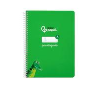 Cuaderno espiral liderpapel a5 pautaguia tapa dura 80h 90 gr cuadro pautado 4mm color verde.