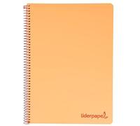 Cuaderno espiral liderpapel a6 micro wonder tapa plastico 120h 90 gr cuadro 5mm 4 bandas color naranja - BD13
