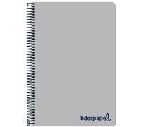 Cuaderno espiral liderpapel a7 micro wonder tapa plastico 100h 90 gr cuadro 5mm 4 bandas color gris - BG19