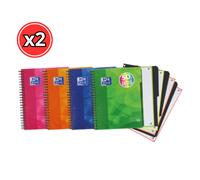 CUADERNO OXFORD MICROPERFORADO A/4 120 HOJAS 5X5 TAPA PLASTICO Y SEPARADORES INTERIORES PACK 2 UNIDADES